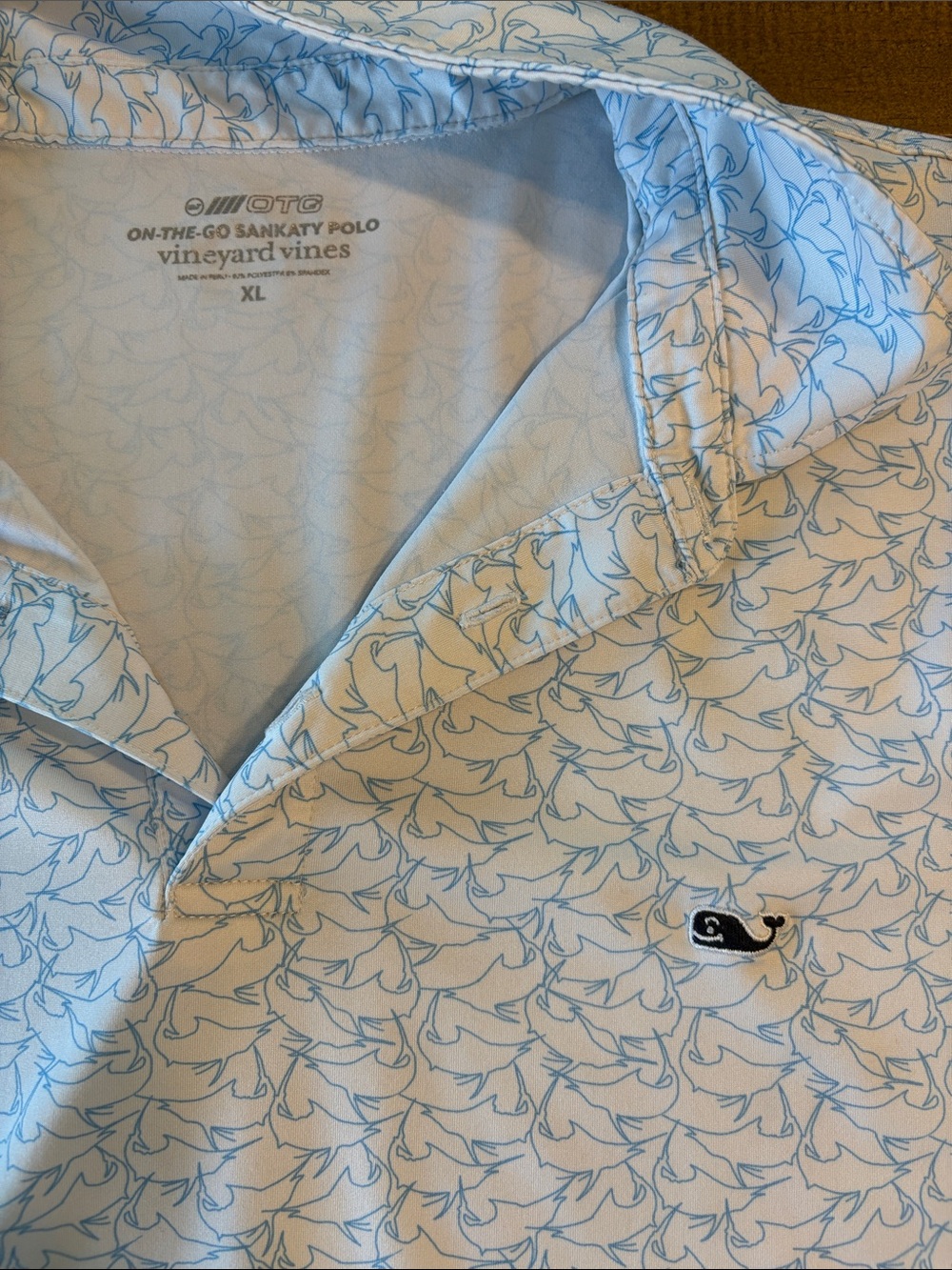 Vineyard Vines Men’s Light Blue Whale Print Polo